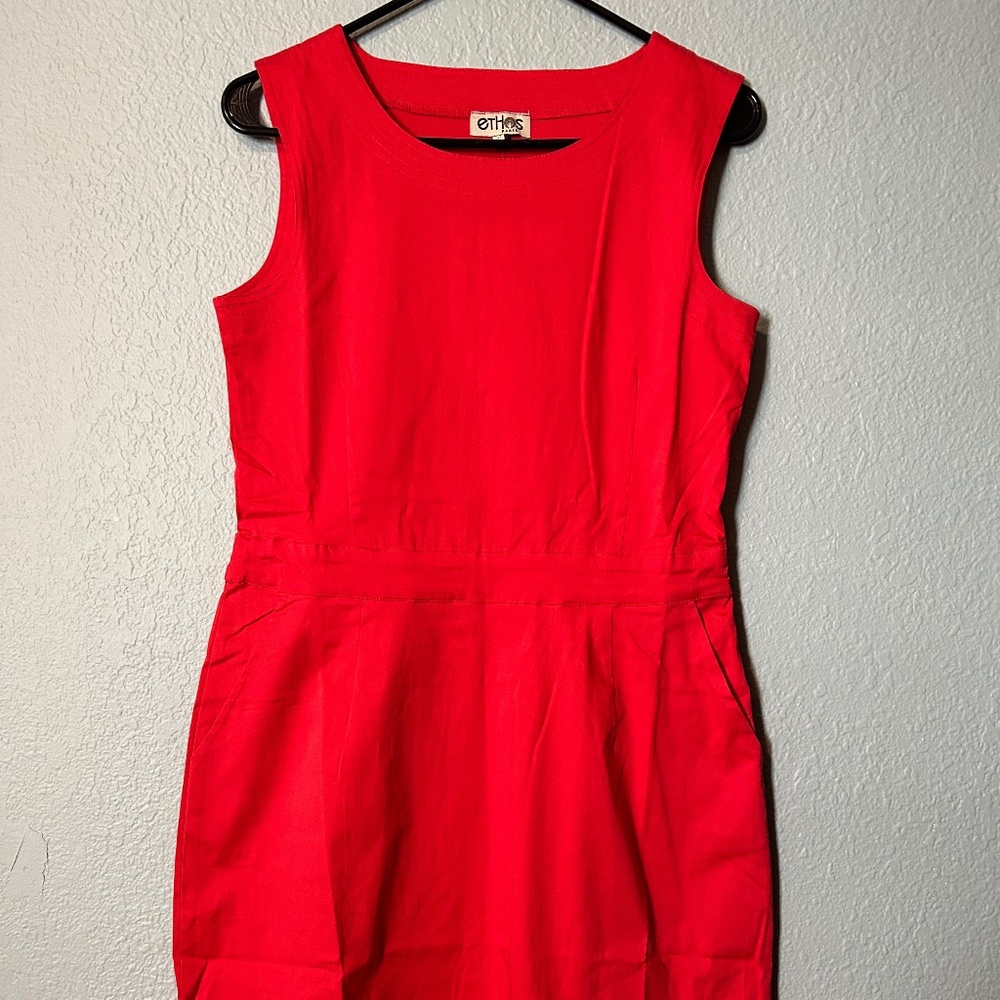 Ethos Paris, Red dress, Size M, Fair-trade, Organic cotton, NEW WITH TAGS